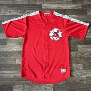 Vintage True Fan Cleveland Indians Baseball Jersey Mens Medium Red Chief Wahoo